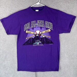 Vintage Colorado Rockies T-Shirt Mens M Purple 1998 90s All Star Game Logo 7 USA